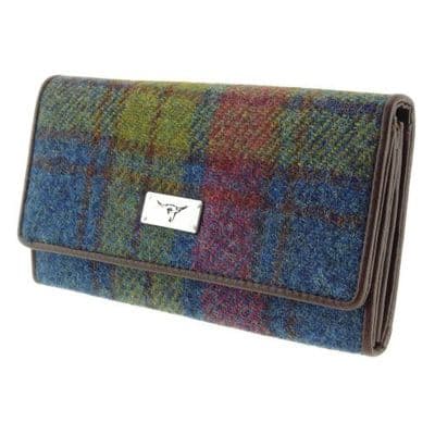 Harris Tweed Multi Colour Tartan Long Wallet Purse