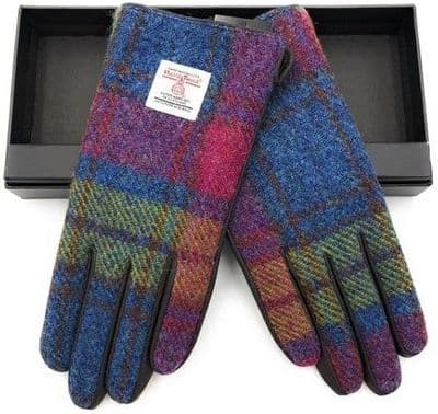 Harris Tweed Multi Tartan Leather Gloves