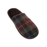 Harris Tweed Orange-Green Tartan Slippers