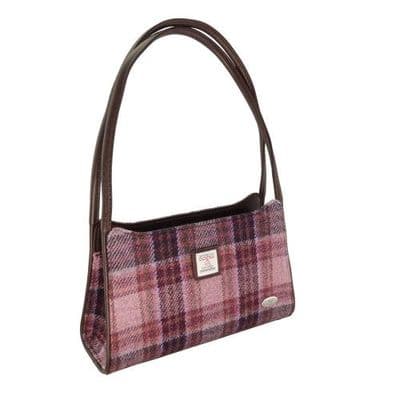 Harris Tweed Pink Burgundy Check Small Handbag