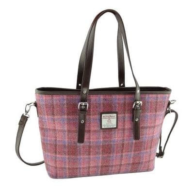 Harris Tweed Pink Check Large Tote Bag