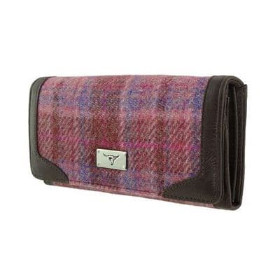 Harris Tweed Pink Check Long Wallet