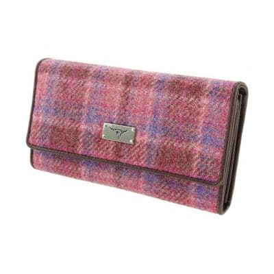 Harris Tweed Pink Check Long Wallet Purse