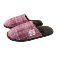 Harris Tweed Pink Check Slippers