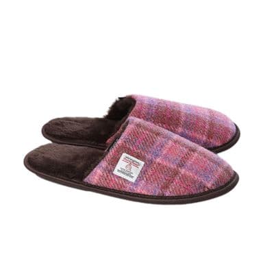 Harris Tweed Pink Check Slippers