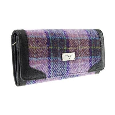 Harris Tweed Pink-Lilac Check Long Wallet