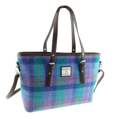 Harris Tweed Purple/Green Tartan Large Tote Bag