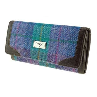 Harris Tweed Purple-Green Tartan Long Wallet