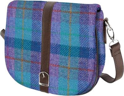 Harris Tweed Purple-Green Tartan Shoulder Bag
