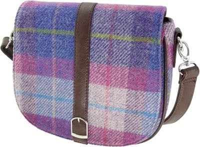 Harris Tweed Purple-Pink Tartan Shoulder Bag