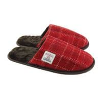 Harris Tweed Red Check Slippers