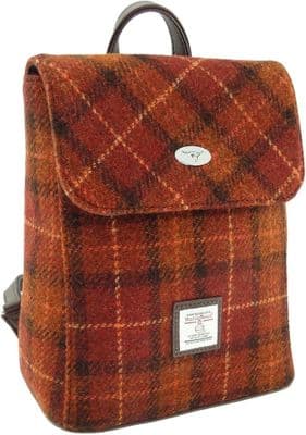 Harris Tweed Rust-Orange Check Mini Backpack