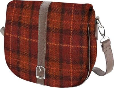 Harris Tweed Rust-Orange Check Shoulder Bag