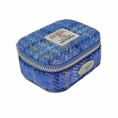 HARRIS TWEED SHUNA JEWELLERY BOX - LIGHT BLUE CHECK