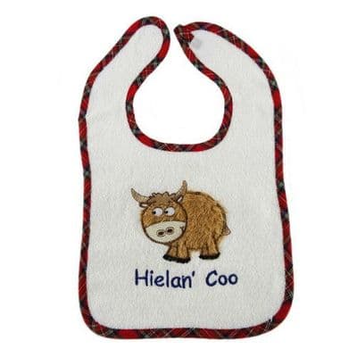 Heilan Coo Highland Scottish Luxury Embroidered Baby Bib