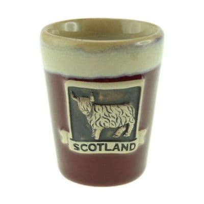 Highland Cow Shot Glass | Red Stoneware Glass | Dishwasher Safe | Whisky, Vodka, Tequila |