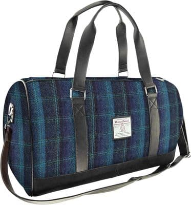 Holdall Bag | Premium Harris Tweed | Blue & Turquoise Check | Essential Travel Bag | Weekend Bag