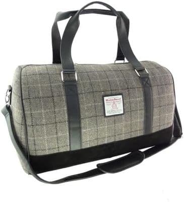 Holdall Bag | Premium Harris Tweed | Grey & Black Check | Essential Travel Bag | Weekend Getaway
