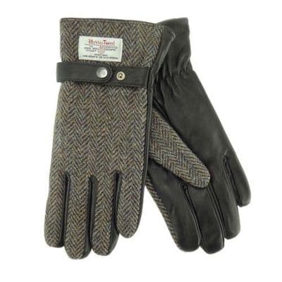 Men's Harris Tweed Heather Herringbone Leather Gloves
