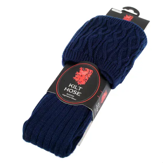 Mens Kilt Hose Socks | Navy Blue | Wool Blend | Traditional Highlandwear |