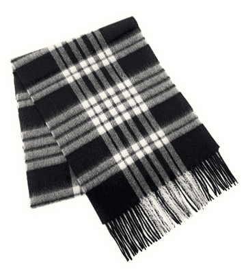 Menzies Clan Black-White - 100% Pure Lambswool Long Scarf