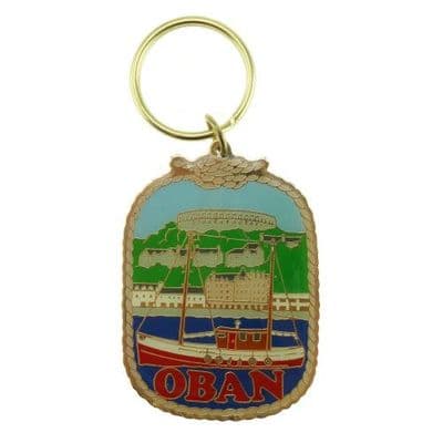 Oban Town Keychain - Metal Enamel - Key Ring - High Quality