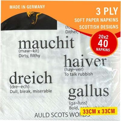 Pack of 40 Napkins - Auld Scots Words