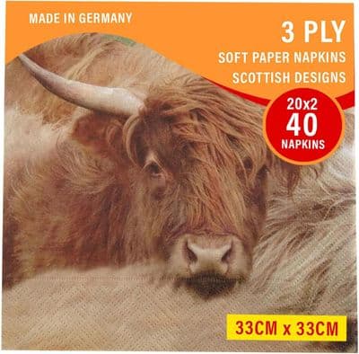 Pack of 40 Napkins - Scottish Highland Cow