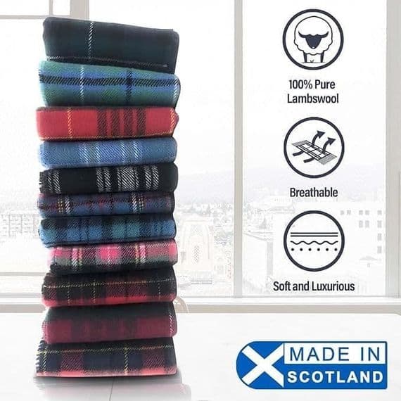 Pure Lambswool Scarf | Clan Tartans From Scotland | Stylish | Made In The UK