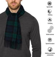 Pure Lambswool Scarf | Colour: Black Watch | Elegant & Warm | Heritage of Luxury |