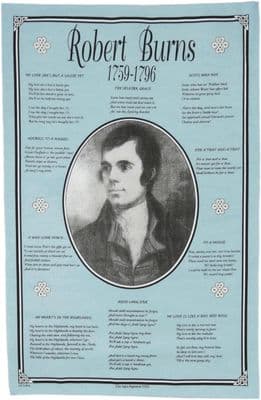 Robert Burns Tea Towel | Pure Cotton | Scottish Poet | Brilliant Scotland Design |