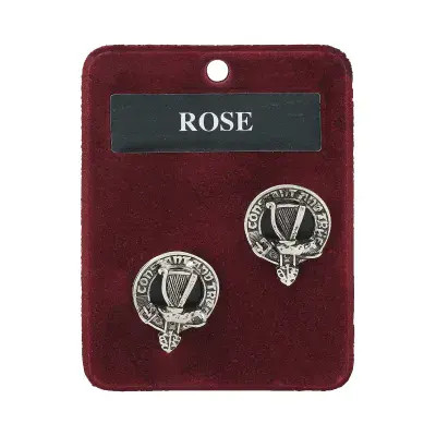 Rose Clan Crest Cufflinks - Traditional Shirt Accessory - Scottish Heritage - Made in Scotland