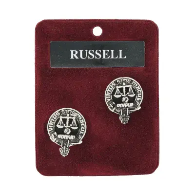 Russell Clan Crest Cufflinks - Traditional Shirt Accessory - Scottish Heritage - Made in Scotland