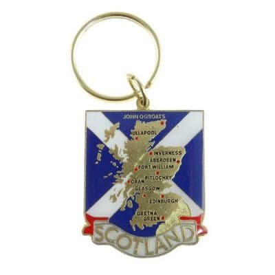 Scotland Map Key Ring - Metal Enamel