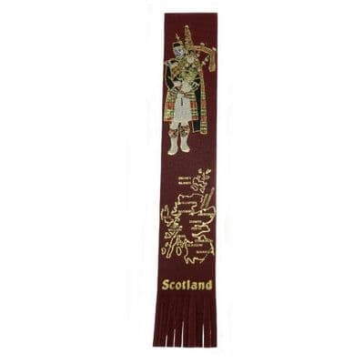 Scotland Piper Leather Bookmark - Historic Famous Bagpipes - Traditional Scotland
