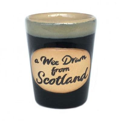 Scotland Shot Glass | Black Stoneware Glass | Dishwasher Safe | Whisky, Vodka, Tequila |