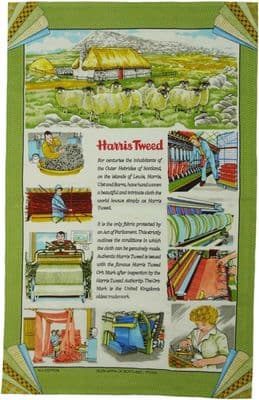 Scotland Tea Towel | Pure Cotton | Harris Tweed | Unique Scottish Wool |