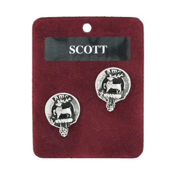 Scott Crest Cufflinks | 100% Pewter | Traditional Formal Accessory | Made in Scotland | Clan Name