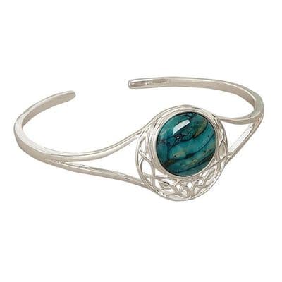 Scottish Beautiful Cormag Celtic Silver Plated Heathergems Bangle W/ Gift Box