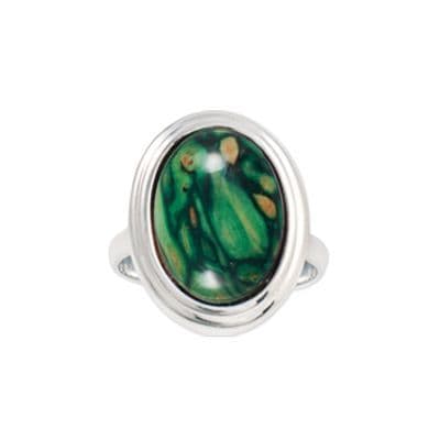 Scottish Beautiful Oval Green Heathergems Silver Plated Ring With Gift Box