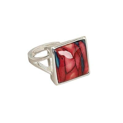Scottish Beautiful Square Heathergems Silver Plated Ring With Gift Box