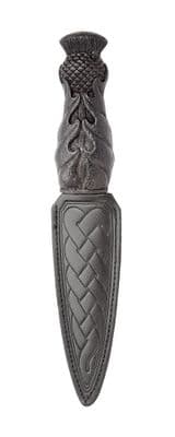 Scottish Black Thistle Daywear Sgian Dubh - Leather Sheath - Traditional Kilt Accessory - Gift !