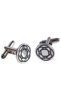 Scottish Family Traditional Round Celtic Polished Pewter Cufflinks With Box