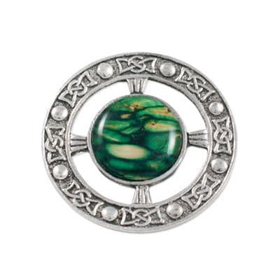 Scottish Handcrafted Heathergem Celtic Pewter Brooch W/ Gift Box & Story Card