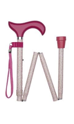 Scottish Pink Floral Pattern Adjustable Folding Walking Stick