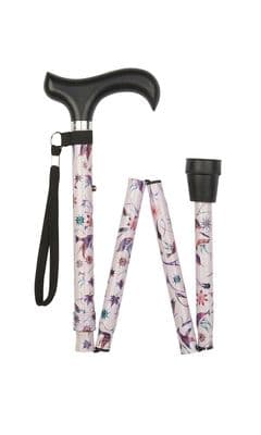 Scottish Pink Floral Pattern Folding Walking Stick