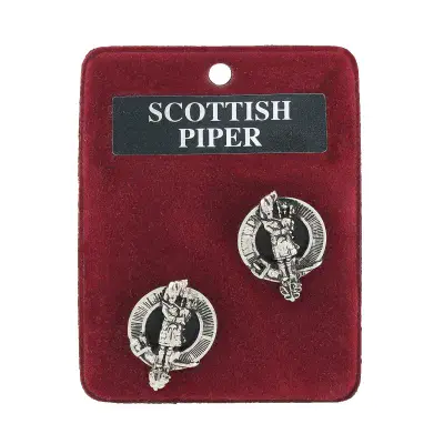 Scottish Piper Crest Cufflinks - Traditional Shirt Accessory - Scottish Heritage - Made in Scotland