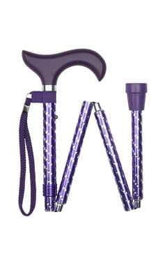 Scottish Purple Engraved Elegant Adjustable Folding Walking Stick