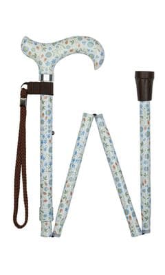 Scottish Scandi Floral Pattern Folding Stick With Patterned Handle
