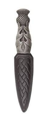 Scottish Silver Thistle Daywear Sgian Dubh - Leather Sheath - Traditional Kilt Accessory - Gift !